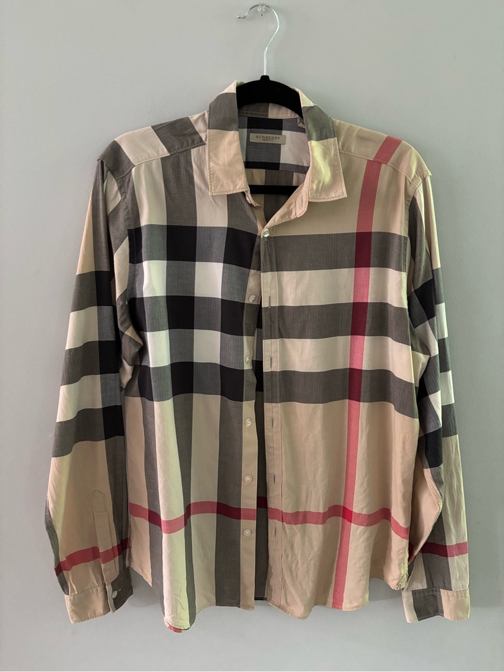 Burberry Brit Classic Check Long-Sleeve Shirt Beige/Black/Red Size Large Luxury